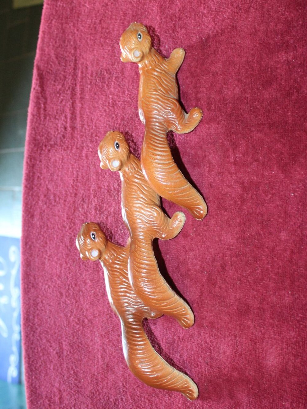 Vintage plastic climbing squirrel figurines Set of 3